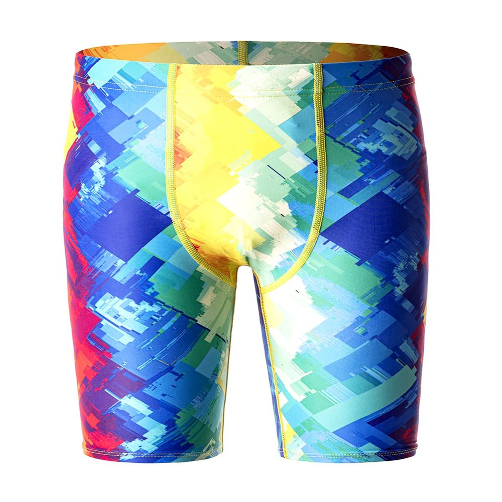 DEVOROPA Boys' Swim Jammers Youth Competitive Swim Team Suit Quick Dry Athletic Swimming Shorts UPF 50+ Abstract F XL