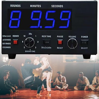 Boxing Interval Timer with LED Display, Portable Gym Timer, Selectable Training Time and Cycle Repetitions, 30S-10min Training and 0/30/60S Rest Time, Scoreboard Timer,Blue