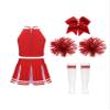 Moily Big Girls Classic Cheerleading Team Uniform High Neck Crop Top with Pleated Boxer Skirts Rooter Stage Suit I#Red29 7-8 Years view 2