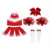Moily Big Girls Classic Cheerleading Team Uniform High Neck Crop Top with Pleated Boxer Skirts Rooter Stage Suit I#Red29 7-8 Years view 3