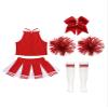 Moily Big Girls Classic Cheerleading Team Uniform High Neck Crop Top with Pleated Boxer Skirts Rooter Stage Suit I#Red29 7-8 Years view 4