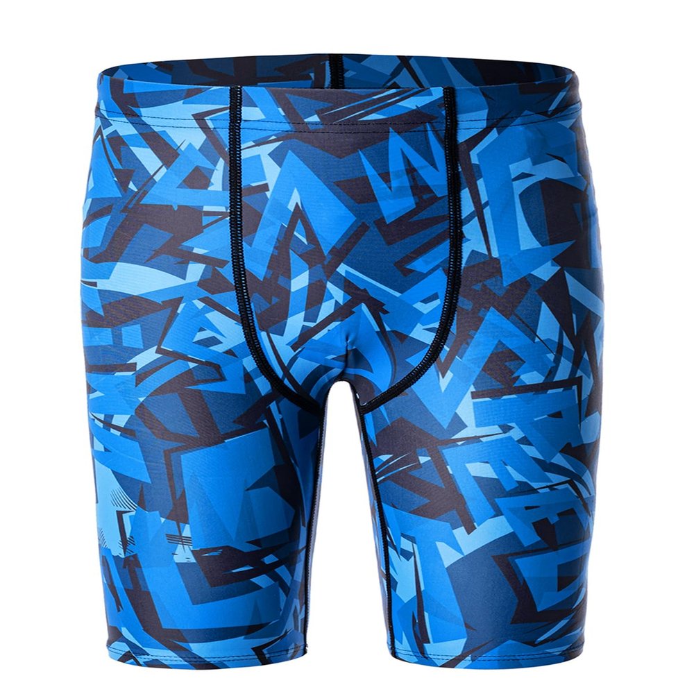 DEVOROPA Boys' Swim Jammers Youth Competitive Swim Team Suit Quick Dry Athletic Swimming Shorts UPF 50+ Abstract B M
