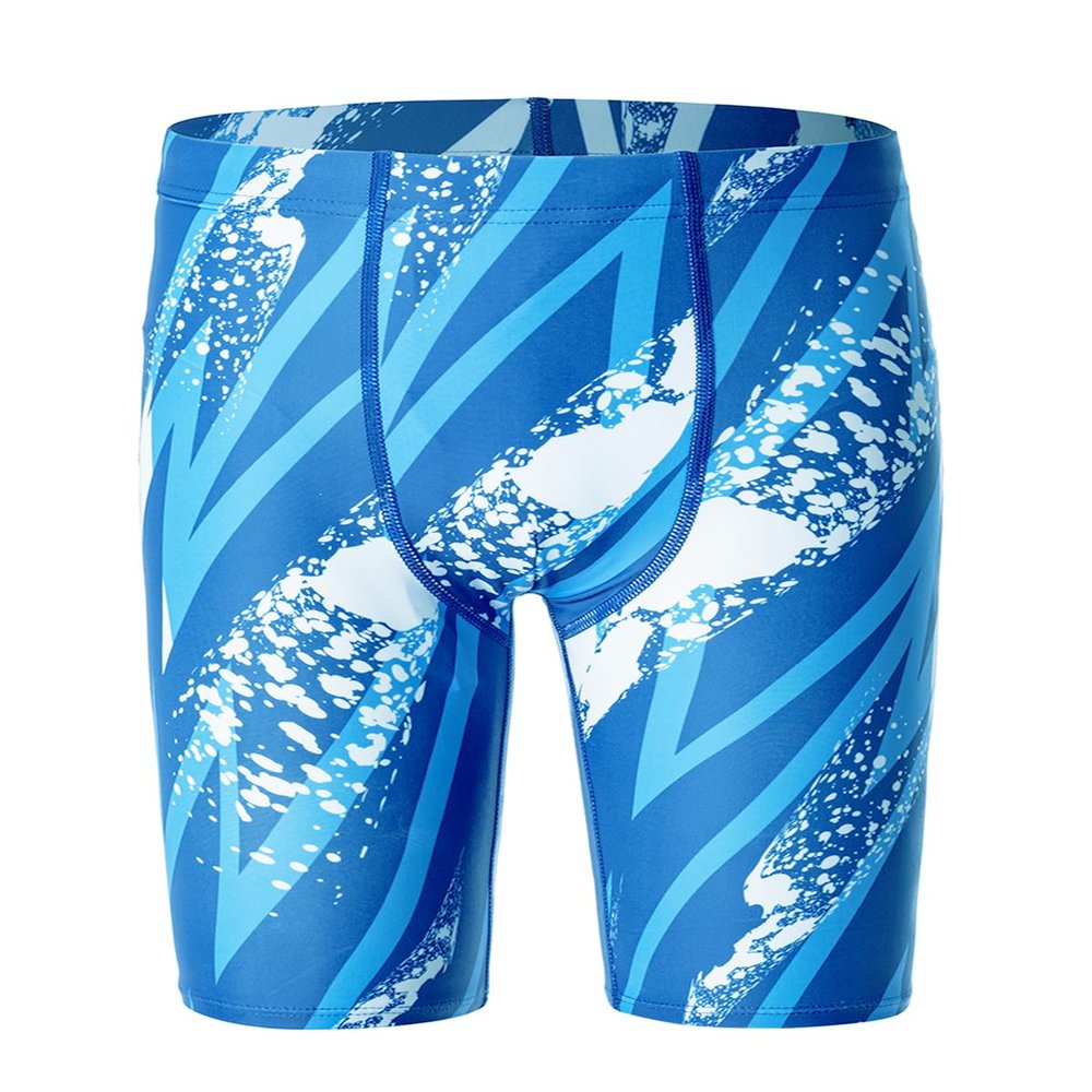 DEVOROPA Boys' Swim Jammers Youth Competitive Swim Team Suit Quick Dry Athletic Swimming Shorts UPF 50+ Abstract E L