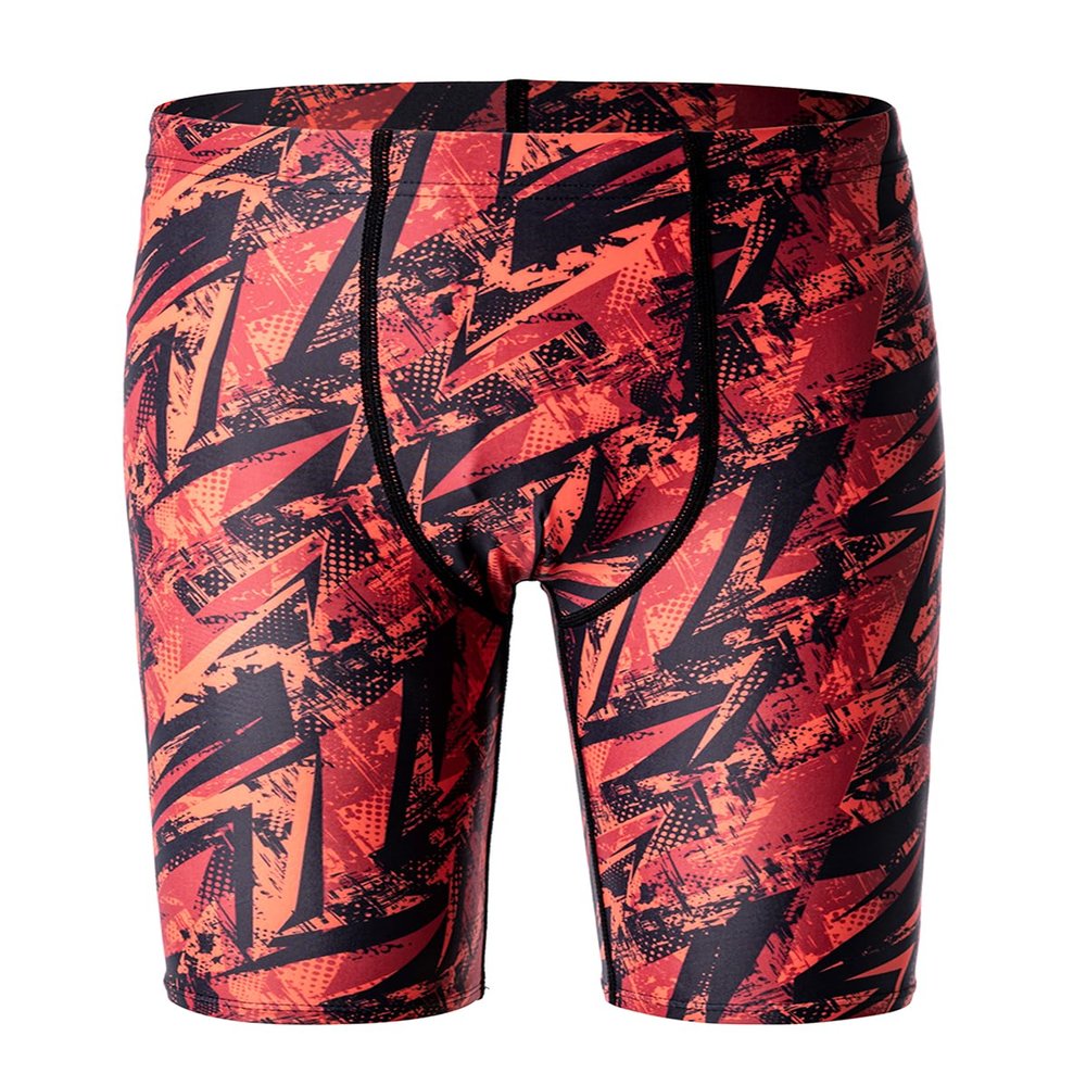 DEVOROPA Boys' Swim Jammers Youth Competitive Swim Team Suit Quick Dry Athletic Swimming Shorts UPF 50+ Abstract C M