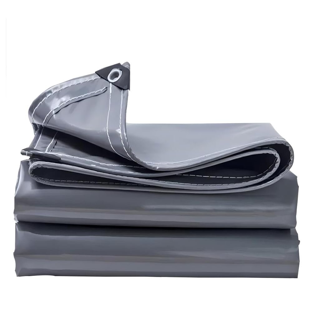 Zfmnoyev Heavy Duty Waterproof Tarp, Flame Retardant Tarpaulin with Grommets, Tear Resistance, Durable Outdoor Car Canopy Tent Cover (Color : Gray, Size : 5x5m)