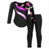 YOOJOO Kids Girls Gymnastics Dance Outfits Long Sleeve Leotard Biketard Jumpsuit with Leggings Pants Set Activewear Leaves 6 Years view 2