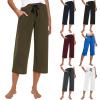 Capri Pants for Women Wide Leg Sweatpants Baggy High Waisted Capris Yoga Pants with Pockets Casual Sweat Pants Drawstring Elastic Waist Joggers Pants Straight Leg Sweatpants Workout Athletic Pants view 1