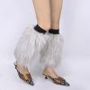 Reyox Women's Faux Fur Leg Warmers, Furry Boot Cuff Covers for Party Costumes Festival Cosplay Light Grey 17.7 inch view 2