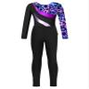 YOOJOO Kids Girls Gymnastics Dance Outfits Long Sleeve Leotard Biketard Jumpsuit with Leggings Pants Set Activewear NeonStarry 6 Years view 4