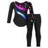 YOOJOO Kids Girls Gymnastics Dance Outfits Long Sleeve Leotard Biketard Jumpsuit with Leggings Pants Set Activewear Stars 6 Years view 2