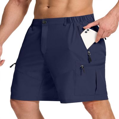 SERAMY Mens Hiking Cargo Shorts with 6 Zipper Pockets 9" Quick-Dry Lightweight Short for Golf Casual Fishing Outdoor Work