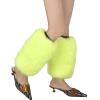 Reyox Women's Faux Fur Leg Warmers, Elastic Boot Cuff Covers for Festival Cosplay Party Costumes Fluorescent Green 17.7 inch view 1