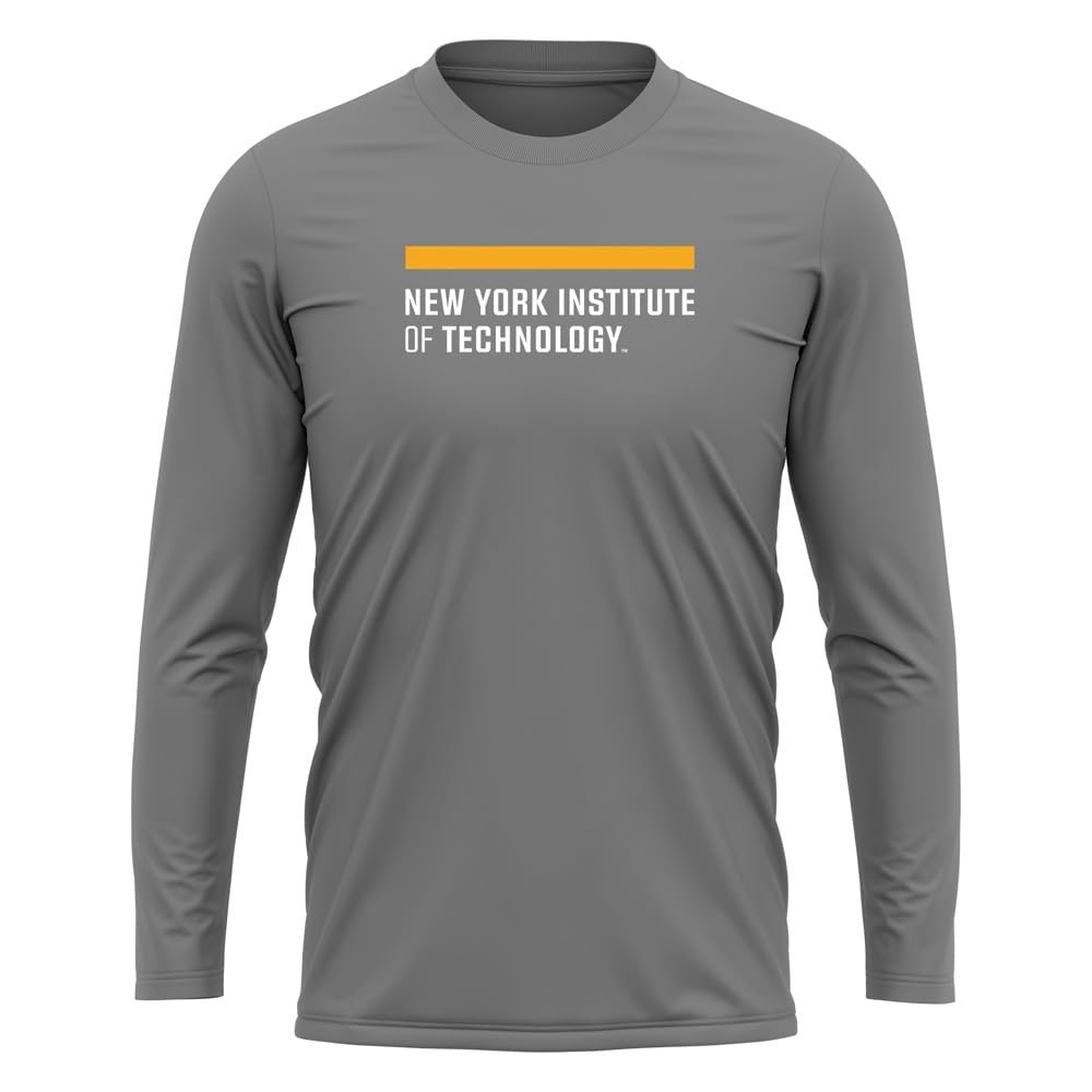 Campus Lab New York Institute of Technology Adult Men's Sport Long Sleeve Primary Logo, Charcoal, X-Large