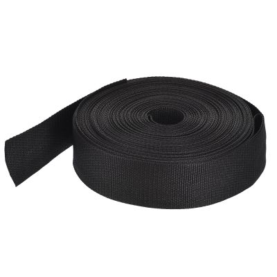MECCANIXITY Lightweight Polypropylene Webbing Strap 2" 25 Yard Backpack Strapping Band Black for Outdoor Luggage Cargo Straps