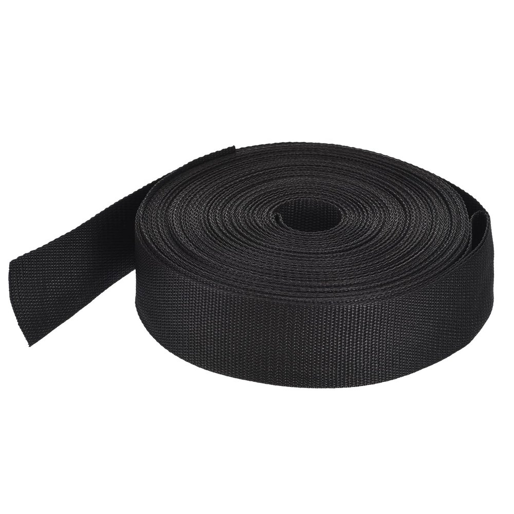 MECCANIXITY Lightweight Polypropylene Webbing Strap 2" 25 Yard Backpack Strapping Band Black for Outdoor Luggage Cargo Straps