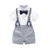 Boarnseorl Baby Boys Gentleman Outfits Shorts Sets,Infant Shirt + Shorts + Bow Tie + Suspenders,5-6Y view 1