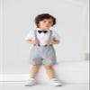 Boarnseorl Baby Boys Gentleman Outfits Shorts Sets,Infant Shirt + Shorts + Bow Tie + Suspenders,5-6Y view 2