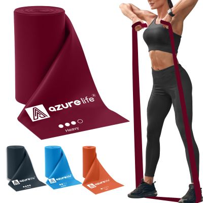 A AZURELIFE Professional 8 Yards Bulk Resistance Bands Rolls or 5,6,7 ft. Long Non-Latex Elastic Exercise Bands, Stretch Bands for PT, Yoga, Pilates, Rehab, at-Home or The Gym Workouts