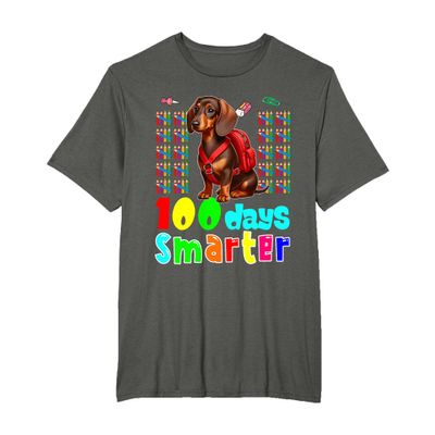 100 Days Smarter 100 Days Of Schools Dachshund Funny Student T-Shirt