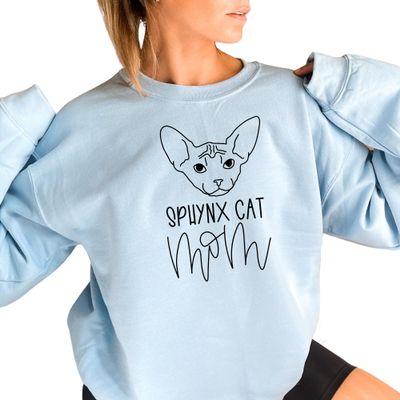 Sphynx Mom Sweatshirt, Gift for Sphynx Owner, Sphynx Cat Lover Hoodie, Custom Sweatshirt to Sphynx Owner, S3233 Multiple Colors