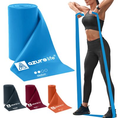 A AZURELIFE Professional 8 Yards Bulk Resistance Bands Rolls or 5,6,7 ft. Long Non-Latex Elastic Exercise Bands, Stretch Bands for PT, Yoga, Pilates, Rehab, at-Home or The Gym Workouts