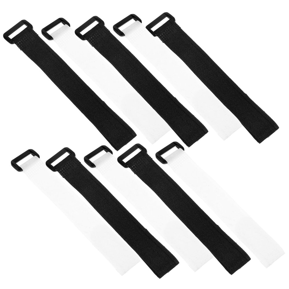 GANAZONO 10pcs Fishing Rod Strap Adjustable Organizer for Fishing Poles Soft Tie Lightweight Portable Black White Each