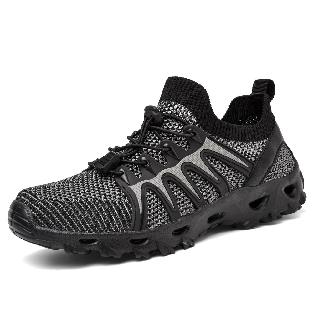 TANGYUGEN Mens Womens Water Shoes Quick Drying Aqua Beach Shoes Water Hiking Shoes for Swimming Fishing Kayaking Dark Grey Size 14.5 Women/13 Men