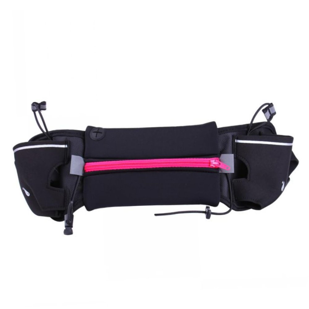 SUPVOX Sports Water Bottle Cycling Jogging Waist Bag Running Pouch Belt Bum Bag 2 Water Bottles Fits 4-6 Inch Phone Rose Red