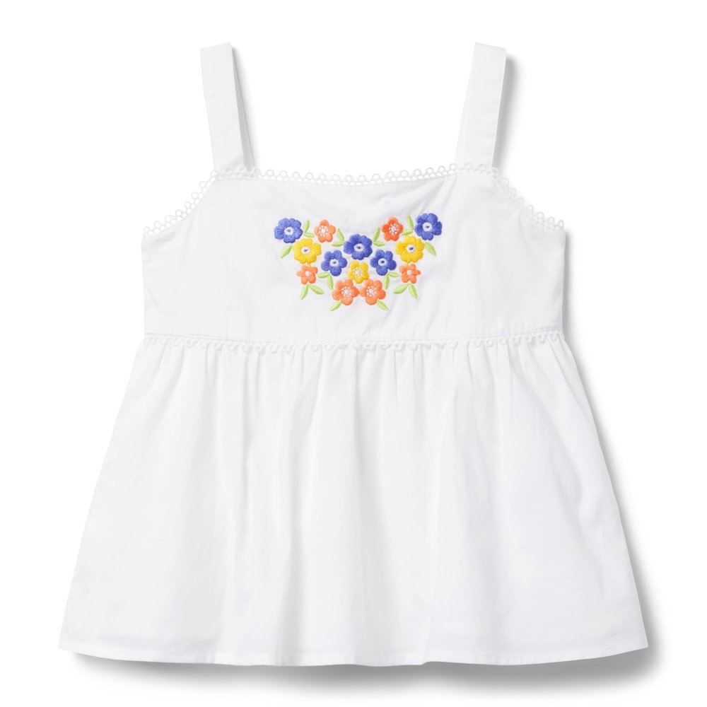 Janie and Jack Girls Embroidered Blouse (Toddler/Little Kids/Big Kids) White 1 12