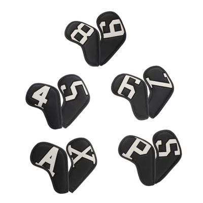 10pcs Golf Iron Covers Double-Sided Club Caps Pu Leather Golf Head Covers Supplies