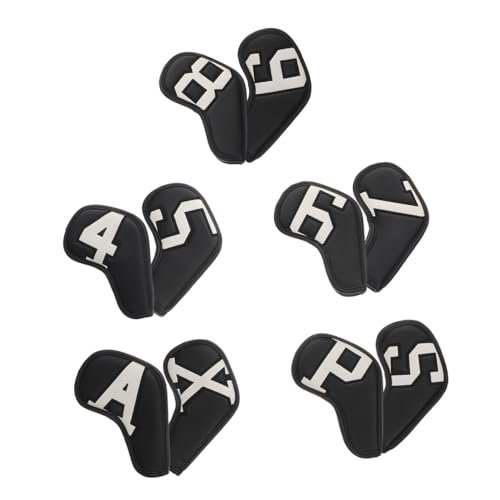 10pcs Golf Iron Covers Double-Sided Club Caps Pu Leather Golf Head Covers Supplies
