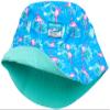 Beach Bros. Boys Rash Guard Set - 3 Piece UPF 50+ Long Sleeve & Short Sleeve Swim Shirt & Swimming Trunks with Reversible Hat, Size 5, Turquoise/Blue Flamingo view 4