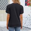 Women's T Shirt Summer Casual Crewneck Tops Short Petal Sleeve Blouses Casual Loose Tunic Tees Tops Daily Clothing Black view 3