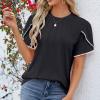 Women's T Shirt Summer Casual Crewneck Tops Short Petal Sleeve Blouses Casual Loose Tunic Tees Tops Daily Clothing Black view 4