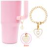 Meitesti 2pcs Cherry Blossom Straw Cover Cap and Initial Letter for Stanley Cup,10mm 0.4in Silicone Straw Tips Lids ,Straw Tip Covers Gift for Party Decor (2pcs Cherry Blossom+O) view 4