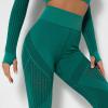IEPOFG Scrunch Butt Lifting Leggings Womens High Waisted Booty Seamless Tights Hollow Out Lightweight Workout Yoga Leggings Green view 3