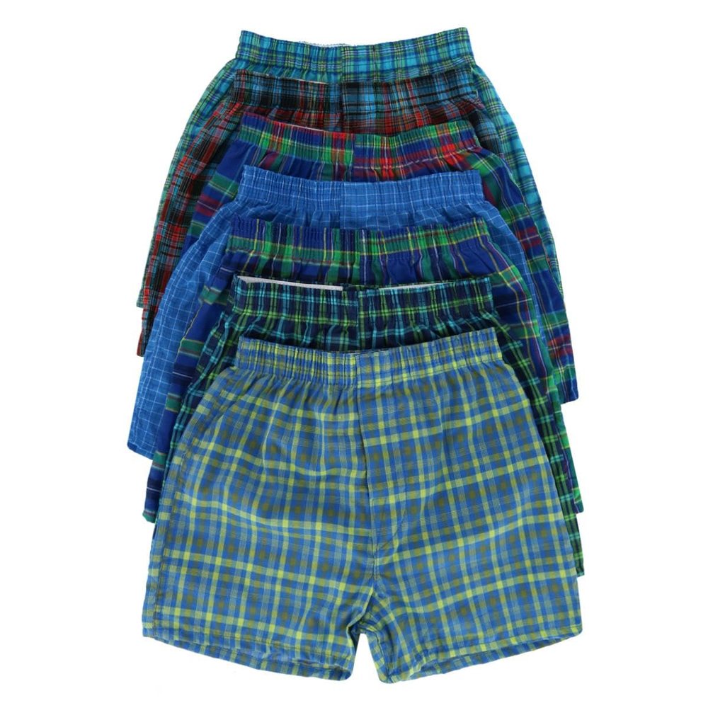Fruit of the Loom Boy's Tartan Plaid Boxers Assorted (7 Pack), Medium, Assorted