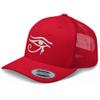 RIVEMUG Eye of Horus Curved Bill Trucker Hat Mid Crown Adjustable Egyptian Cap Red view 1