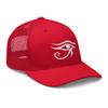 RIVEMUG Eye of Horus Curved Bill Trucker Hat Mid Crown Adjustable Egyptian Cap Red view 4