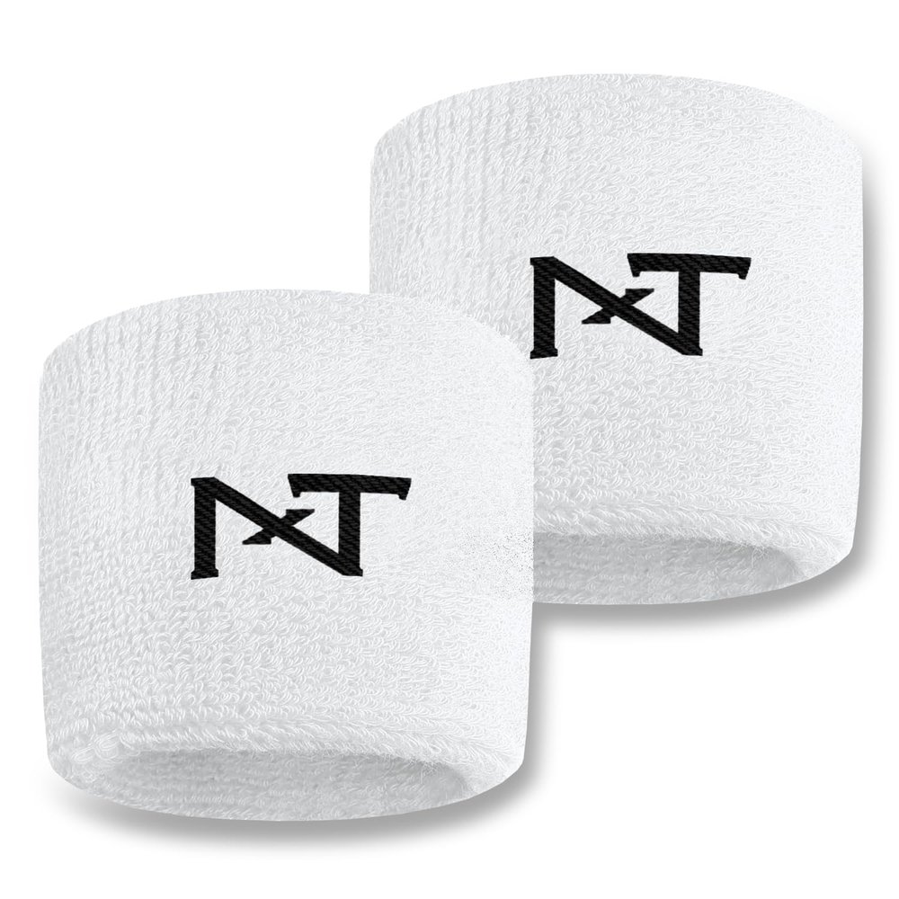 1 Pair Nxtrnd Sports Wristbands, Sweat-Absorbent Sweat Bands, Accessory for Football, Basketball, Tennis (White)