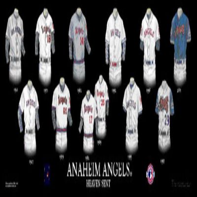 Framed Evolution History Angels of Anaheim Uniforms Print