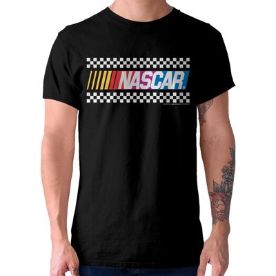 NASCAR Checkered Flag Logo Men's and Women's Short Sleeve T-Shirt (Black, Small)