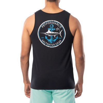 Guy Harvey Men's Fish Collection Graphic Tank Top, Caviar/Saltwater Core, XX-Large