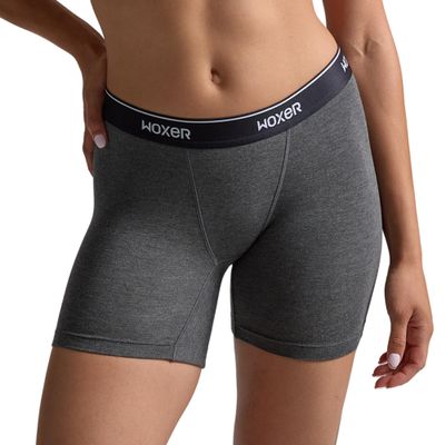 Woxer Boxer Shorts for Women - 5" Baller Boy Shorts Underwear for Women, Soft Modal - Seamless Chafe Free, No Show Underwear - Breathable and Moisture-Wicking - Full Coverage Fit, Charcoal Heather 2.0