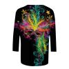 Mardi Gras Womens Tops 3/4 Sleeve Mask Print Shirt Spring Round Neck Graphic Tees Tunic Carnival Costume (Black, Small) view 3