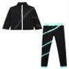 Aislor Girls Kids Ice Skating Suit Figure Skating Jacket Outerwear with Practice Leggings Ice Skating Pants Training Costume Type A Blue Green 6 Years view 1