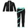 Aislor Girls Kids Ice Skating Suit Figure Skating Jacket Outerwear with Practice Leggings Ice Skating Pants Training Costume Type A Blue Green 6 Years view 3