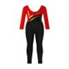 YOOJOO Kids Girls Gymnastics Dance Outfits Long Sleeve Leotard Biketard Jumpsuit with Leggings Pants Set Activewear Red&Black 6 Years view 4
