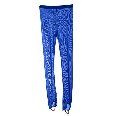 LIUHUO Ice Skating Tights Girls Mesh Breathable Compression Roller Skating Leggings Figure Skating Leggings Blue
