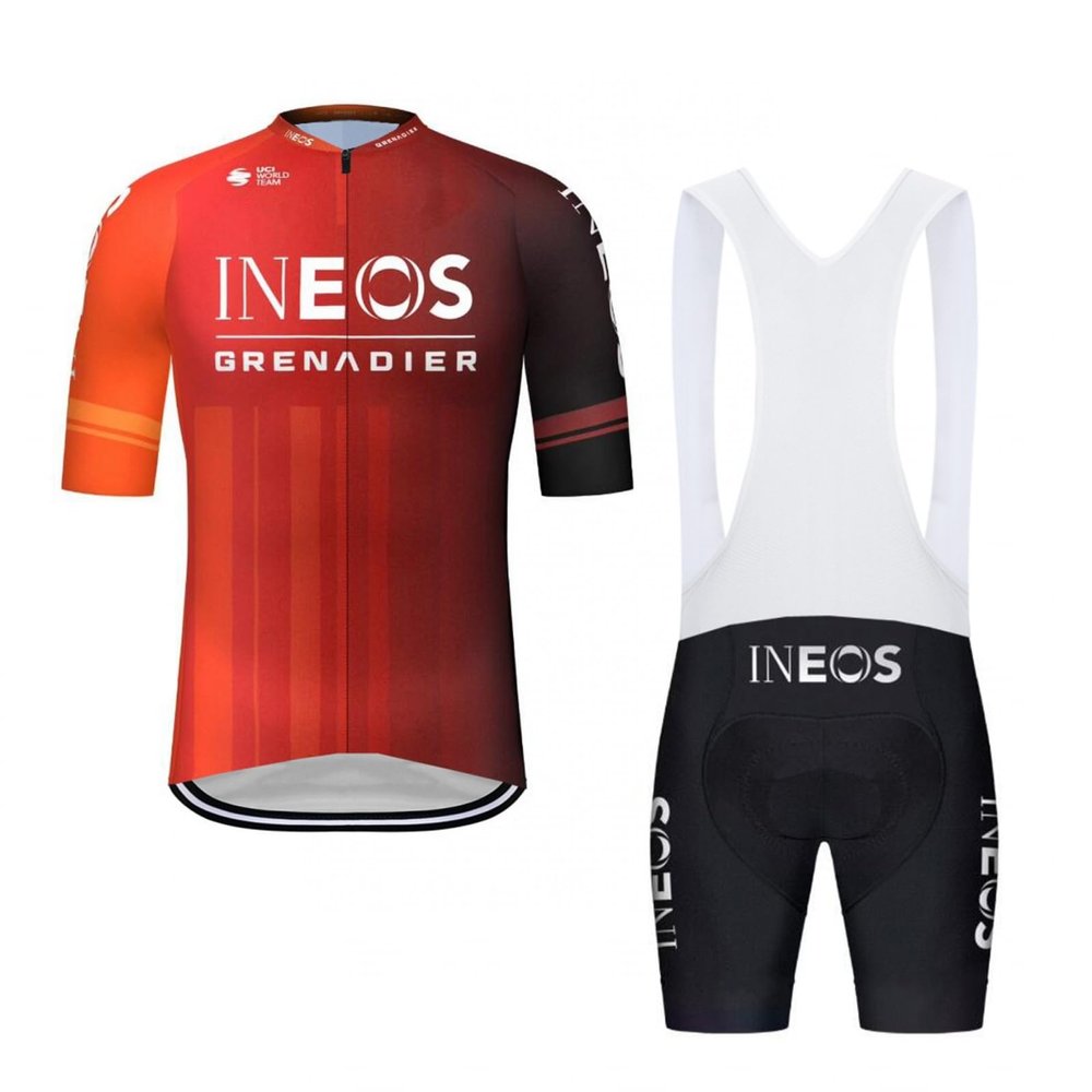 2024 pro Team INEOSGrenadier Cycling Jersey Set,Summer Cycle Shirt MTB Bike Clothing Bib Short Kits 9D Gel Pad (S)